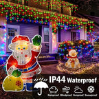 KNONEW Christmas Lights Outdoor Decorations 400 LED 33ft 8 Modes Curtain Fairy String Light with 75 Drops, Clear Wire LED String Light Indoor Decor for Wedding Party Christmas (Red and Green)