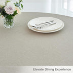 maxmill Round Linen Textured Tablecloth Spill-Proof Stainproof Wrinkle Free Washable Fabric Table Cloth for Circular Table Cover, Dining Room Buffet Banquet Parties Holiday Dinner, 70 Inch Linen