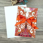 25PCS Terracotta Laser Cut Wedding Invitations Cards with Envelopes,Blank Inner Sheets,Ribbons for Wedding Bridal Shower Quinceañera Engagement Birthday Invites