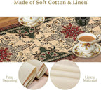 Vintage Paisley Bohemian Table Runner Beige Red Rustic Farmhouse Home Kitchen Table Dining Coffee Room Garden Party Wedding Decor 13x60in
