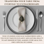 Set of 12 Rooster Napkin Rings for Farmhouse Decor | Premium Metal Leaf Dinnerware Napkin Holders | Thanksgiving, Christmas, and Easter Table Setting (Antique Gold) - ALPHA Living HOME