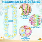 120PCS Hawaiian Leis Party Decorations, Leis for Luau Party Decor, Hawaiian Lei Colorful Tropical Theme Silk Flower Bulk, Flower Garland Summer Pool Birthday Favors Supplies Accessories ﻿