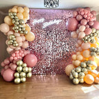 Qcity Pink Shimmer Wall Backdrop 24PCS, Black Back Not See-Through Design, Square Sequin Glitter Backdrop Panel, Perfect for Outdoor Events, Birthdays, Wedding and Party Decoration