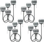 4 Arms Crystal Candelabra Tealight Holder - Tall 15.7 Inch Elegant Centerpiece with Crystal Pendant Bowls & Artistic Metal Stand for Wedding, Dining Table, Home Decor (4, Black)