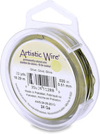 Artistic Wire, 24 Gauge Tarnish Resistant Colored Copper Craft Jewelry Wrapping Wire, Olive, 20 yd