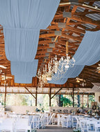 6 Panels Dusty Blue Ceiling Drapes for Wedding, 5ftx40ft Ceiling Drapes Cheesecloth Sheer Fabric Curtain Wedding Arch Draping Fabric Romantic Ceilings Decorations for Weddings Party Ceremony Stage