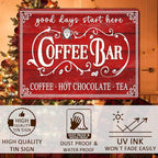 Vintage Christmas Coffee Bar Tin Sign - Kitchen Decor - Tea Bar Accessories - Hot Chocolate - Retro Tin Sign - Home Coffee Corner Decor - 12x16Inch