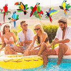 6Pieces Tropical Birds Honeycomb Parrot Paper Cutouts Decorations, Hawaiian Party Hanging Parrot Decorations for Luau Summer Rainforest Party Indoor Outdoor