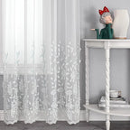 VISIONTEX White Sheer Voile Curtains, Decorative White Embossed Drip Rod Pocket Window Drapes for Home Kitchen, Living Room and Bedroom 54 x 63 Inch, Set of 2 Curtain Panels