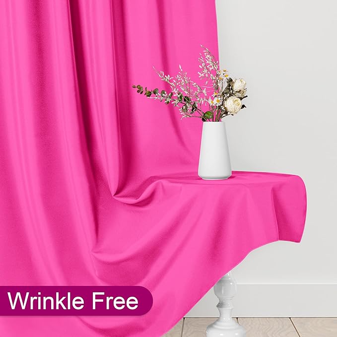 DWCN 10x10 FT Fuchsia Backdrop Curtains for Parties, Photography Backdrop Drapes with Rod Pockets for Wedding Decorations Stage Birthday Family Gatherings, 2 Panels 5ft x 10ft