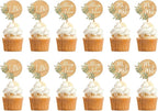 12 PCS Wedding Cupcake Toppers Green Mr & Mrs Wedding Cake Cupcake Decorations in Wood