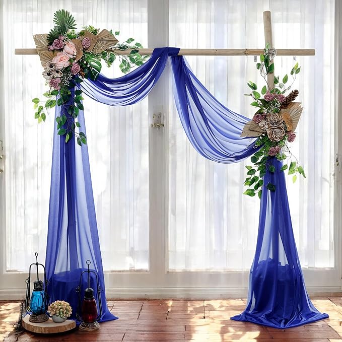 MDS Halloween Chiffon Draping Fabric - 1 Panel, 30" Wide x 30ft Long - Sheer Spooky Arbor & Canopy Drapery for Haunted House Backdrops, Party Ceilings, DIY Costumes & Themed Events - Royal Blue