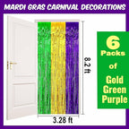 6 Pack Gold Green Purple Foil Fringe Curtains Backdrop, 3.28 x 8.2 Ft Metallic Streamers Tinsel Curtains Background for Photo Booth, Birthday, Weddings, Carnivals, Graduation, Themed Party Decorations