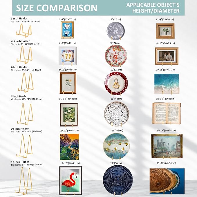 Plate Holder Easel Display Stand - 3 inch Metal Plate Stands for Display - Tabletop Picture Stand - Gold Iron Easels for Display Pictures | Photo Frames | Book | Decorative Plates | Plaque - 4 Pack