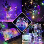 12 Pack Rainbow Fairy Lights 7Ft 20 LED Twinkle String Lights 3 Modes Battery Operated Waterproof Firefly Starry for Mason Jar Party Wedding Christmas Valentines Day Table Centerpieces