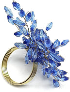 Napkin Rings Set of 6 for Dining Table Decoration Parties Everyday Metal Napkin Holder Leaf Blue (Pack of 6)