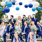 ADLKGG Blue Paper Lanterns Decorative, Hanging Round Paper Lantern Party Supplies for Anniversary Graduation Wedding Birthday Party Baby Shower Decorations Indoor Outdoor, 21pcs