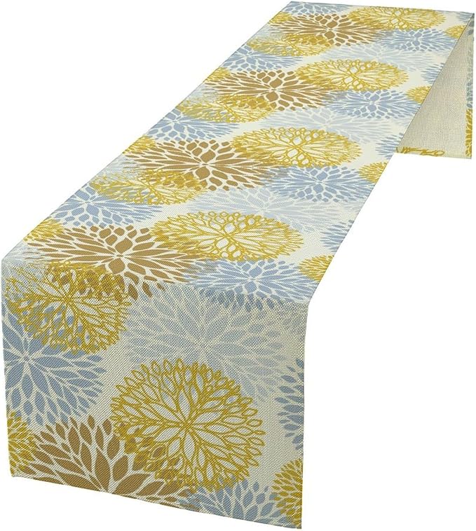 Flowers Table Runner,Spring Summer Floral Pattern Seasonal Farmhouse Kitchen Dining Table Home Party Decoration 13x36 Inch