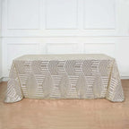 Efavormart 90"X132" Champagne Sparkly Sequin Geometric Tulle Rectangular Tablecloth