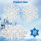 30Pcs Snowflake Paper Placemats Christmas Sliver Glitter Disposable Place Mats Winter Round Sparkle Decorative Table Chargers Xmas Snowflake Decoration for Holiday Festival Dining Tableware