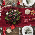 1 Pack Cheesecloth Table Runner 10Ft Christmas Gauze Boho Table Runners for Wedding Decor Bridal Shower Decorations Baby Shower Party(35" x 120")