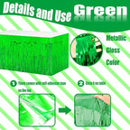 4 Pack 29x108 Inch Metallic Foil Fringe Tinsel Table Skirts for Rectangle Tables Streamer Curtains Backdrop for Wedding, Birthday, Parade Floats, Christmas, Halloween Party Decoration(Green)