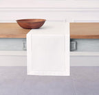 Solino Home White Table Runner 60 Inches - Cotton Linen Hemstitch Coffee Table Runner 14 x 60 Inch Ideal for Dresser Tables - Fall, Autumn, Halloween, Thanksgiving, Christmas, Holiday