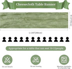 12 Pack Sage Green Cheesecloth Table Runner 10FT Long Boho Gauze Table Runner Rustic Sheer Runner for Wedding Bridal Baby Shower Birthday Party Table Decor Thanksgiving Christmas Decorations