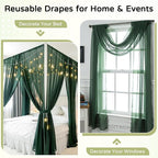 Wedding Arch Draping Fabric 29" x 19Ft Sheer Drapes for Backdrop Wedding Ceremony Reception Ceiling Decor Curtain Baby Bridal Shower Decoration (Hunter Green, 3 Panels)