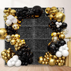 24PCS Black Shimmer Wall Backdrop, Square Sequin Backdrops Panel, Glitter Wall Background for Birthdays, Weddings, Graduation, Engagements, Disco Bachelorette Party Decoration (4FTx6FT)