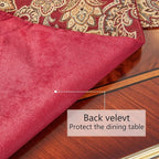 Luxury Vintage Design Table Runner 90 inches Long Embroidery Jacquard Fabric with Multi-Tassels Table Runners for Dining Room Dresser Christmas Thanksgiving Party Decorations (Red, 12X90inch)