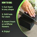 XCEL Floral Foam Blocks - Reusable, Weather Resistant Foam - Perfect for Fresh & Artificial Flower Arrangements, Crafts, Planter Boxes, Home Decor & More - 8-Pk, Gray (4” x 4” x 3”)