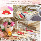 Chunful 100 Pieces Paper Hand Fan Multicolor Bamboo Folding Fans Handheld Chinese Decorative with Organza Bags for Wedding Bridal Church Dancing Home Craft DIY Decoration Party Favors Summer