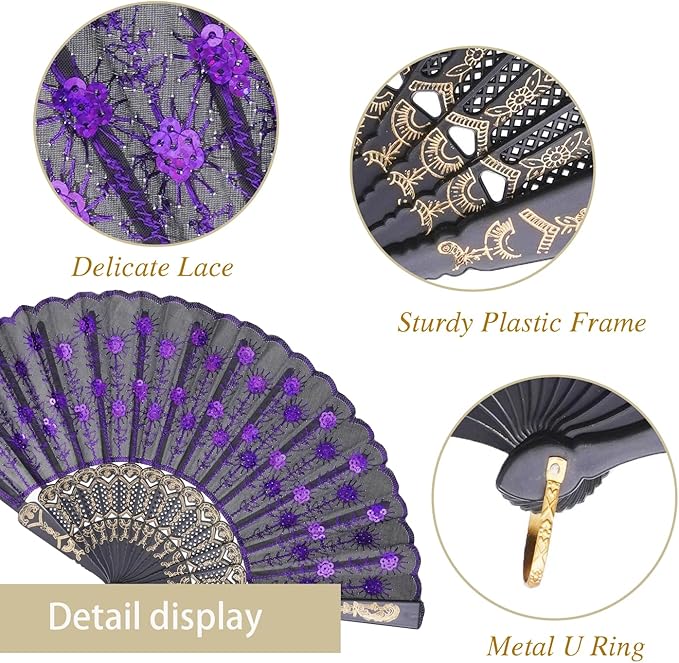 QIRMIZI 10 PACK Fabric Folding Handheld Fans, Perfect for Weddings, Parties, and Dancing,Mixed
