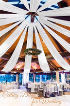 6 Panels White Ceiling Drapes for Wedding 5ftx40ft Sheer Drapery Chiffon Fabric Arch Draping Curtains for Party Ceremony Birthday Baby Shower Reception Stage Ceiling Decorations