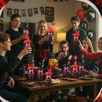 Yungyan 16 Sets Ninja Party Favors Goodie Cups with Lids and Straws for Birthday Decorations Reusable 16oz Plastic Candy Cups Plastic Straws for Birthday Party (Ninja)