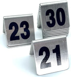 10 Pcs Metal Place Cards Stackable Tent Style Table Numbers，Place Card Holders for Celebration Wedding Party Restaurants Cafes Bars Gatherings meeting Room Board Game Serial (Small 21-30, Black)