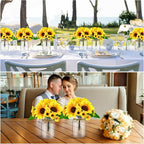 6 Set Centerpiece Table Decorations Mason Jar Table Centerpiece with Flower Mason Jar Wedding Centerpieces Vases Decor for Reception Engagement Party Bridal Shower (Sunflower)