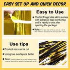 3 Pack 29 x108 Inch Black and Gold Foil Fringe Table Skirts Metallic Banner for Tinsel Streamer Garland Backdrop for Parade Floats Mother's Day, Graduate, Birthday, Wedding Party Decoration