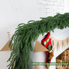 12 FT (2 * 6FT) Norfolk Pine Garland Artificial, Realistic Christmas Greenery for Mantle Table Wall, Real Touch Winter Pine Garland for Christmas Indoor Outdoor Decor (80 Branches)