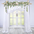 Wedding Arch Draping Fabric White Arch Drapes 4Panels Sheer Backdrop Curtain for Ceremony Wedding Arches Decor 19Ft Length x 28" Width