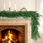 12FT（2 * 6FT）Norfolk Pine Garlands, Christmas Cedar Garland, Real Touch Faux Green Garlands, Winter Artificial Greenery Garland for Mantle, Stairs, Table, Fireplace, Indoor & Outdoor Xmas Decorations