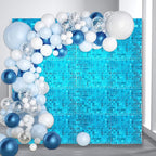 24PCS Lake Blue Shimmer Wall Backdrop, Square Sequin Backdrops Panel, Glitter Wall Background for Birthdays, Weddings, Graduation, Engagements, Disco Bachelorette Party Decoration (4FTx6FT)