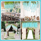 12 Pack Teal Wisteria Hanging Flowers Garland, 3.77 Feet Artificial Flower Vines, Fake Wisteria, Artificial Vines Hanging Garland for Backdrop Outdoor Yard Garden Decor