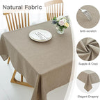 maxmill Linen Textured Rectangular Tablecloth Water Resistant Wrinkle Free Spill-Proof Stain Proof Table Cloth for Dining Room Decoration, Banquet Party Wedding Holiday Dinner, 60 x 84 Inch, Mocha
