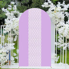 Purple Arch Cover 7.2ft Floral Lace Arched Backdrop Cover Lavender Chiara Arch Frame Back Drop Cover Spandex Wedding Arch Stand Fabric for Rustic Vintage Party Baby Shower Birthday Decorations
