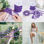 Faux Purple Pearl Beads Garland - 11 Yards, 10mm Christmas Tree Beads for Wedding Party Decoration