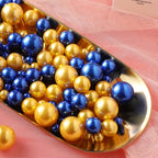 200 Pcs Vase Filler Beads Gold and Blue Pearl Beads for Vase No Hole Pearls for Centerpieces Vases DIY Home Table Party Decor DIY Wedding 8/14/20mm