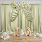40 ft x 10 ft Wrinkle Free Sage Green Backdrop Curtain for Parties, Thick Green Polyester Photo Backdrop Drapes for Baby Shower Wedding Engagement Birthday Party Backdrop Stand,5ft x 10ft 8 Panels