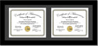Creative Picture Frames 10X24Bk-B Black Horizontal Double Diploma Frame With 2 Opening Black Mat, Holds 2-8.5 By 11-Inch Documents With Wall Hanger